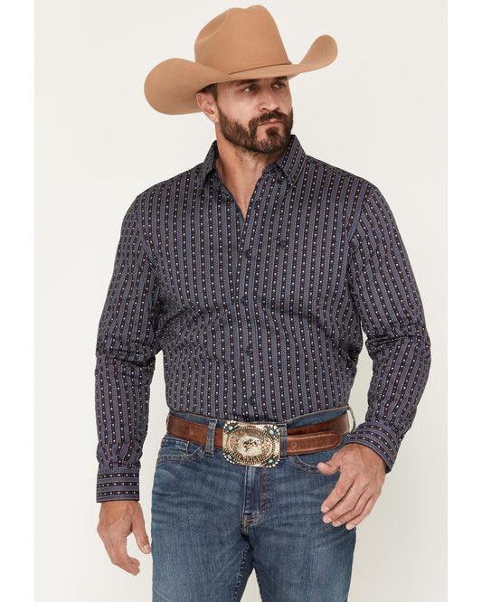 Men's Huckleberry Floral Striped Long Sleeve Button-Down St Blue