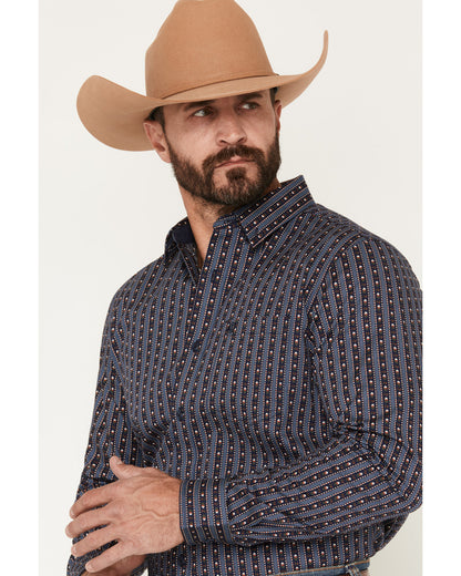 Men's Huckleberry Floral Striped Long Sleeve Button-Down St Blue