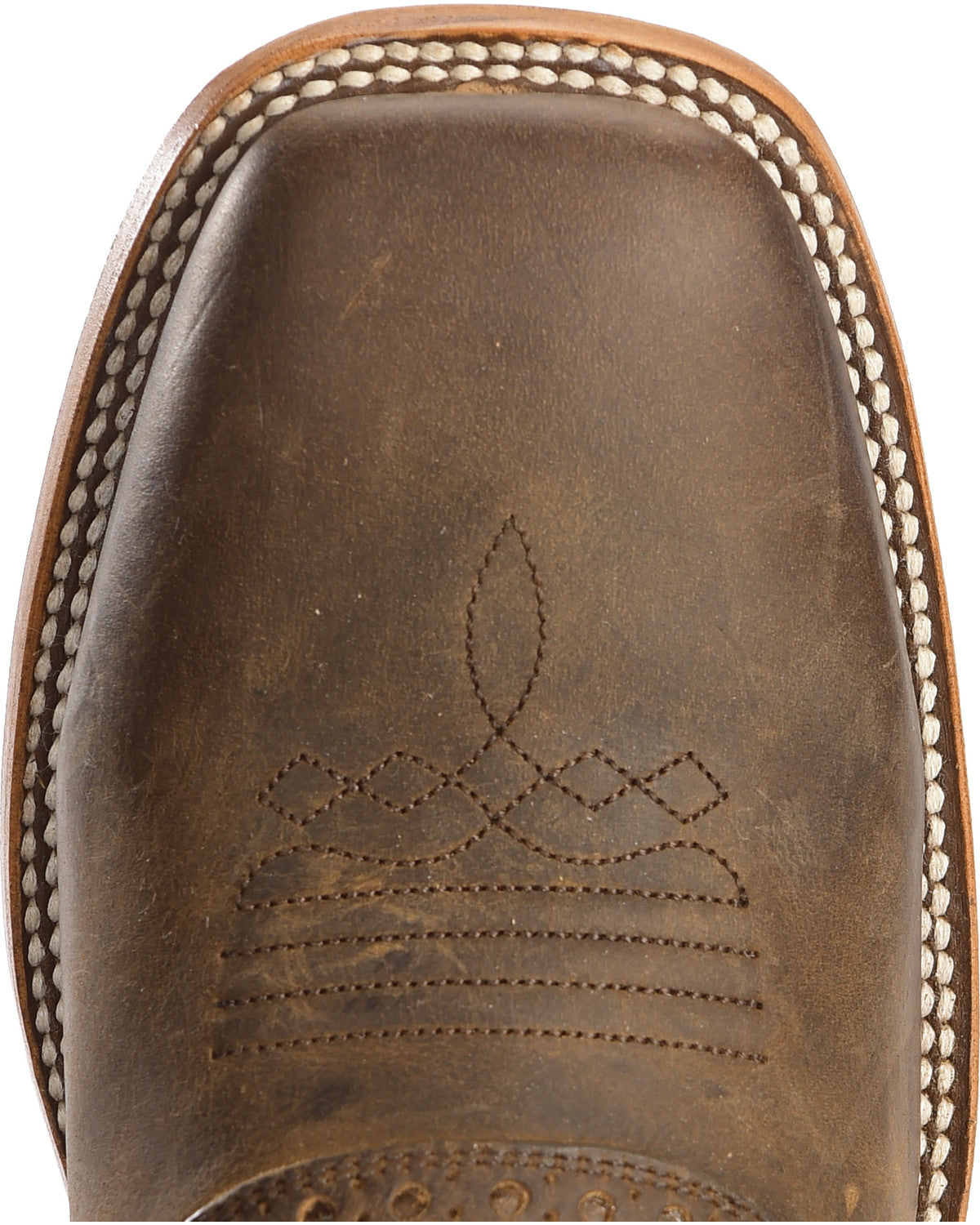 Men's Saddle Vamp Western Boots - Broad Square Toe Brown