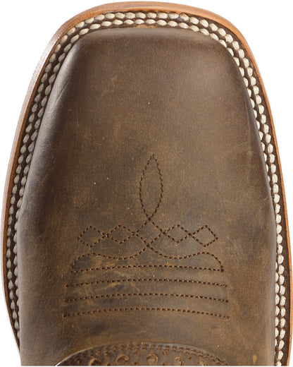 Men's Saddle Vamp Western Boots - Broad Square Toe Brown