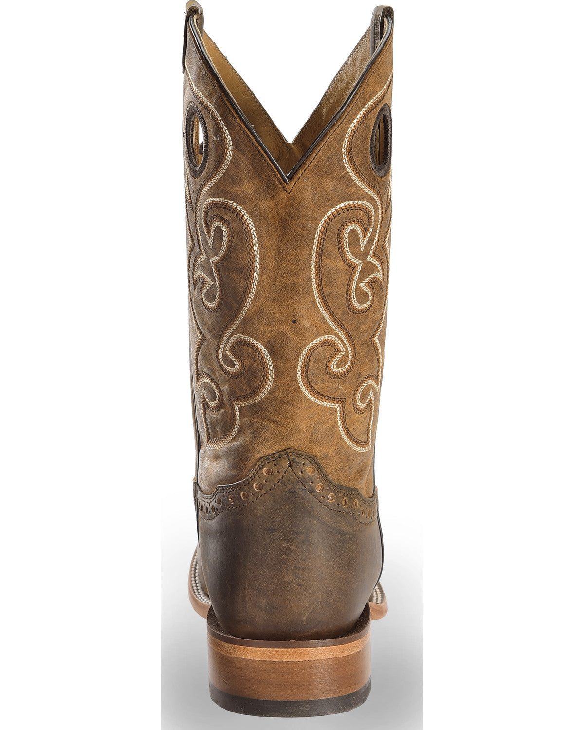 Men's Saddle Vamp Western Boots - Broad Square Toe Brown