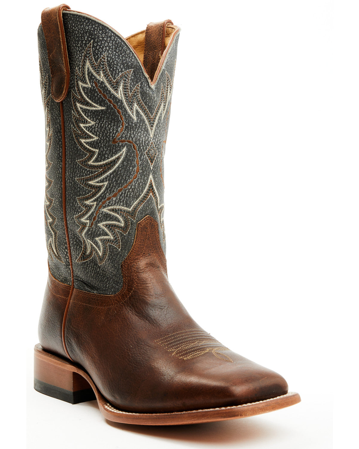 Men's Ryder Western Boots - Broad Square Toe Brown